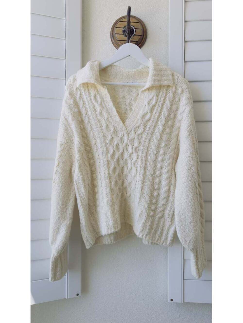 Madewell Cable-Knit Merino Wool Blend Polo Sweater - Size S